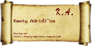 Kmety Adriána névjegykártya